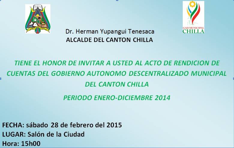 Rendición de Cuentas del GAD Municipal de Chilla 2014